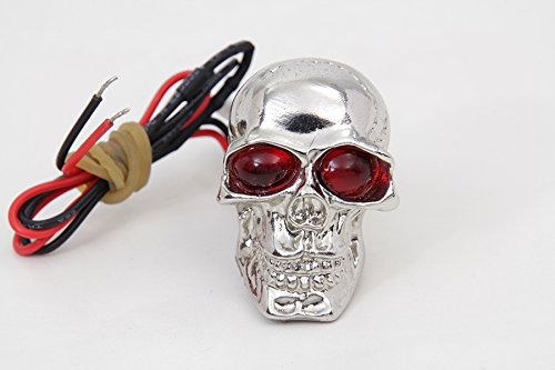 Silver Skull License Plate Bolt Set with LED