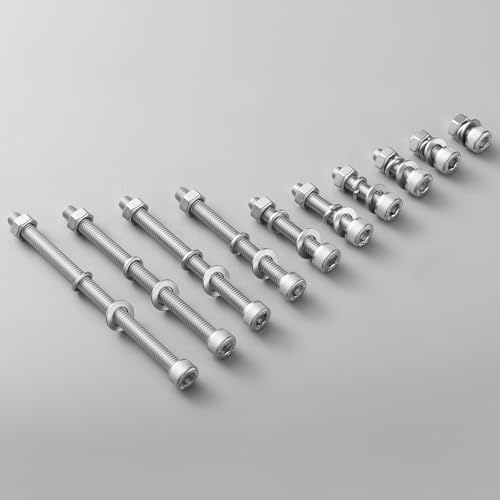 BNUOK (60 Sets) M5 x 10mm Hex Socket Head Cap Screws Bolts and Nuts, Flat & Lock Washers Kits, 304 Stainless Steel 18-8, Allen Socket Drive,Bright Finish, Full Threads,with Hex Spanner - Image 4