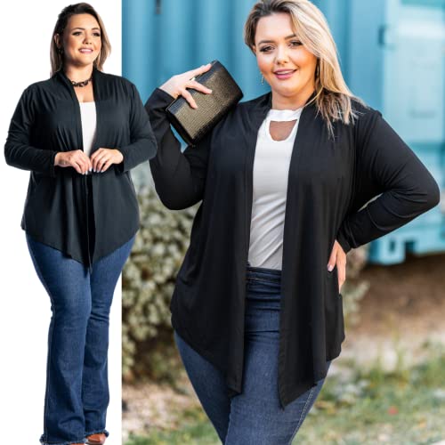 Cardigan Plus Size Kimono Feminino Juquitiba Brasil Preto (G3)