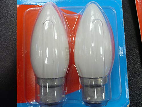 10 X 25 Watt BC (B22) Bayonet Cap Opal Pearl Candle Lamps Light Bulbs