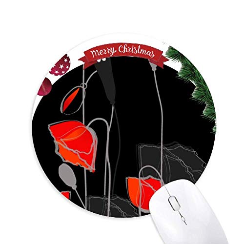 des fleurs de pavot rouge peinture abstraite du maïs tapis de souris en caoutchouc de sapin de noël