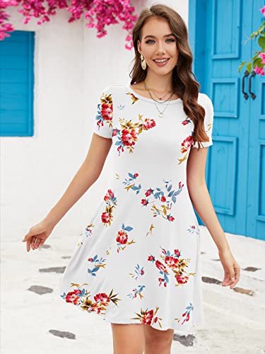Image of KORSIS Summer Women's Dress Casual T-Shirt Short Sleeve Dresses Swing Flowy Beach Vacation Work Sundress with Pockets