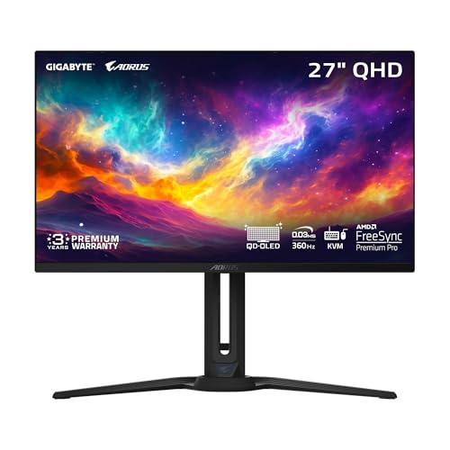 GIGABYTE - AORUS FO27Q3-27" QD OLED Gaming Monitor - QHD 2560x1440-360Hz - 0.03ms GTG - AMD FreeSync Premium Pro - Type C KVM - HDMI, DP, Type C - Height Adjustable - Black by GIGABYTE - Used condition - US$580.31