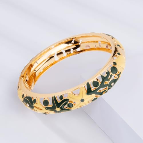 Image of UJOY Vintage Jewelry Cloisonne Handcrafted Flower Enameled Gorgeous Rhinestone Hinged Cuff Bracelet Bangles Gifts 88A10