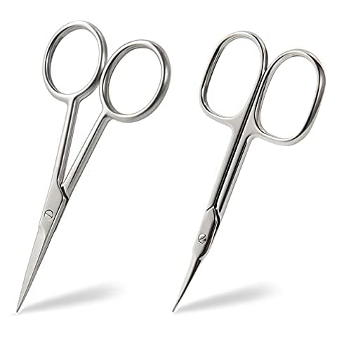 BEZOX 2pcs Scissors Set - Sharp Nail Scissors, Cuticle Scissor, Eyebrow Grooming Scissors, Cuticle Cutters, Beard Trimming Scissors, Hair Cutting Scissors Professional for Women or Men Cover