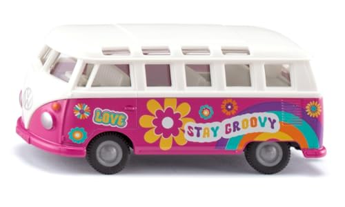 siku 2364, VW T1 Bus Samba, Voiture-jouet, 1:50, Voiture-jouet pour enfants, Métal/plastique, Rouge/blanc, Portes ouvrables, Attelage de remorque, Roues...