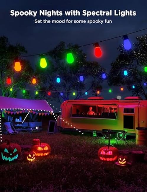 Govee Smart Outdoor String Lights H7015, 48ft RGBIC Outdoor Lights with 15 Dimmable LED Bulbs, IP65 Waterproof, Color Changing Warm White Lights with 47 Scene Modes for Patio, Backyard, App Control