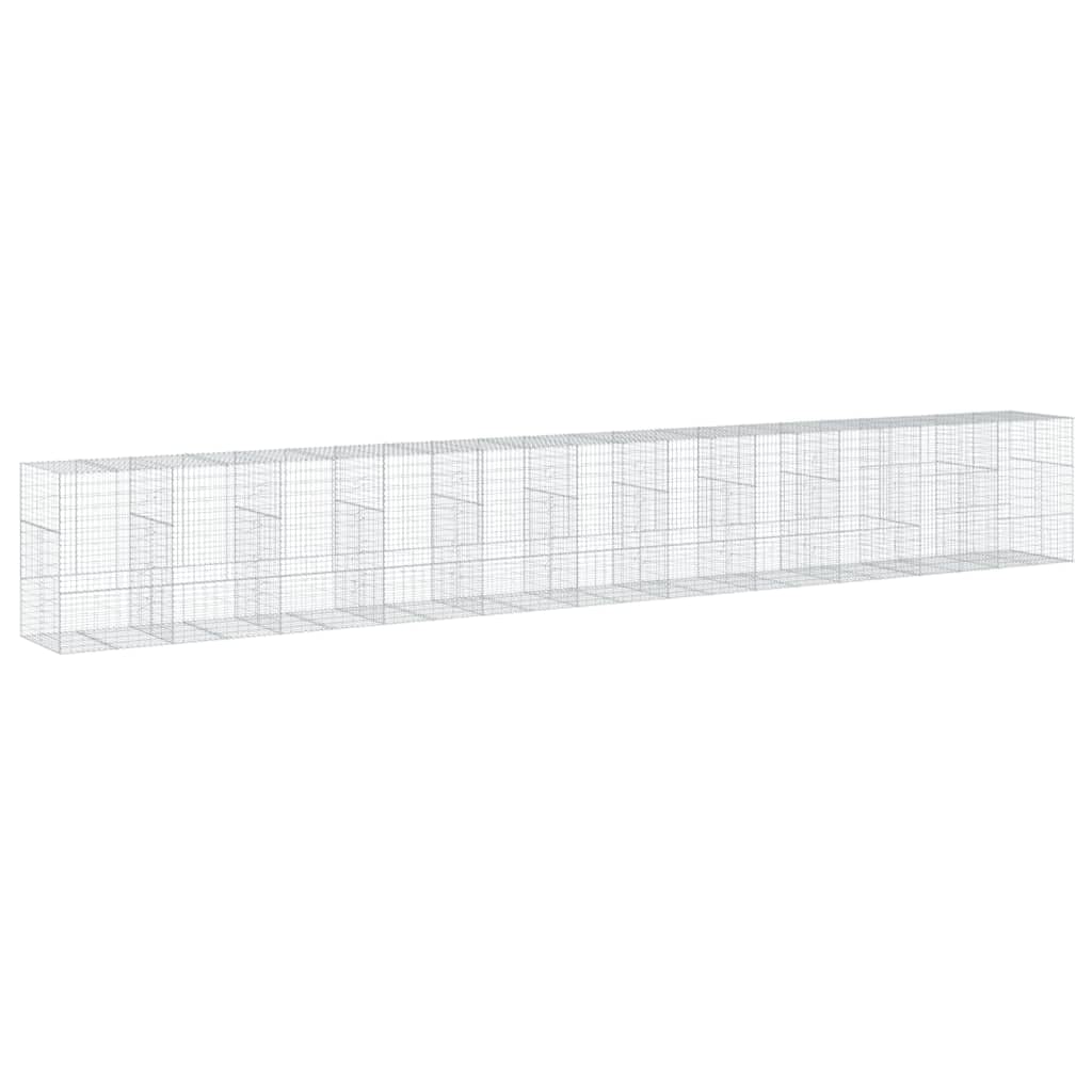 Gavión 1100 x 100 x 150 cm cesta de piedra de hierro galvanizado | Cesta de hierro galvanizado resistente para jardinería creativa y una protección de privacidad estable en exteriores.