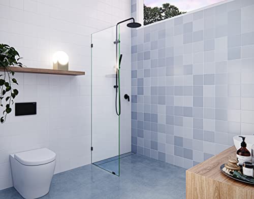Glass Warehouse 78" X 20" Frameless Shower Door - Single Fixed Panel Matte Black Matte #TOP13