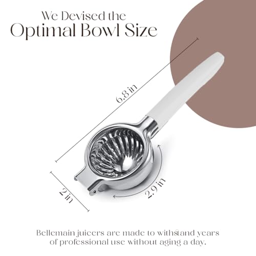 Image of Bellemain Citrus Juicer | Metal Lemon Squeezer | Lime and Lemon Juicer Stainless Steel with Silicone Handles | Manual Juicer, Citrus Squeezer, Hand Held Juicer | Bar Juicer for Bartender (White)
