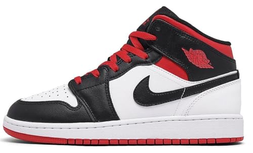 Big Kid's Jordan 1 Mid White/Gym Red-Black (DQ8423 106) - 5.5