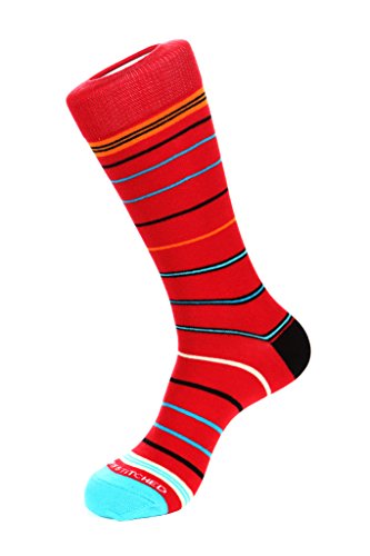 Candy StripeCrew Sock Fits Size 8 to 13 Red