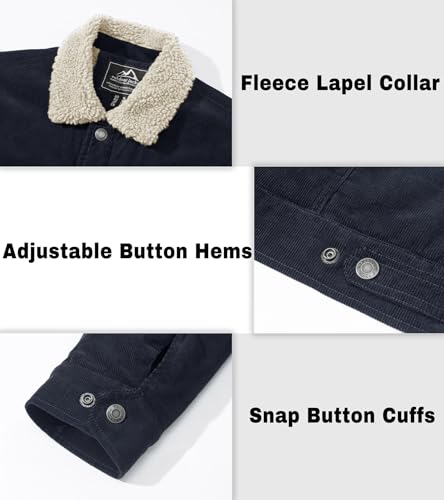 EKLENTSON Herren Thermo Fleecejacke Winddicht Motorrad Jacke Warme Truckerjacke Herbst Outdoorjacke (L, Navy)