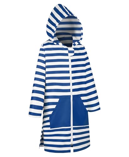 MissShorthair Kids' Hooded Towel Poncho with Zipper Beach Cover-Up with Pocket Swim Towel Robe for Boys & Girls
