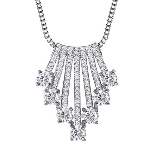 Preisvergleich Produktbild Suplight Damen Kette Fantasie Troddel Anhänger Halskette Platiniert Zirkonia Party Hochzeit Schmuck für Frauen und Mädchen, Silber