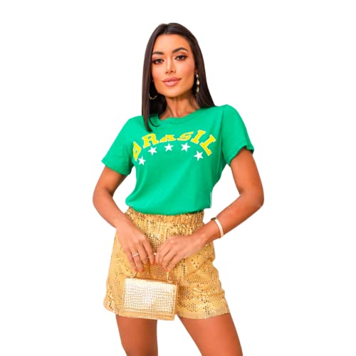 Camisa do Brasil Verde Feminina Camiseta Copa do Mundo 2022 Cor:Verde;Tamanho:Único - M (36 a 42) 1 Camisa do Brasil Verde Feminina Camiseta Copa do Mundo 2022 Cor:Verde;Tamanho:Único - M (36 a 42)