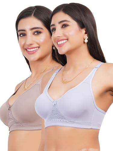 Image of Non Padded Bra in B, C and D Cup for Women - Made of Pure Cotton Full Coverage Over Size Non Wired Pushup Soft Cup for T-Shirt Saree Dress Sports Garment for Daily Use Everyday