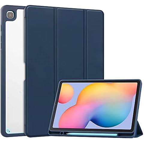 VOVIPO Slim Case for Samsung Galaxy Tab S6 Lite 10.4 inch 2022 (SM-P613/P619) & 2020 (SM-P610/P615),Shockproof Cover with Clear Transparent Back Shell with S Pen Holder-Navy Cover