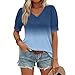 Womens Tops Short Sleeve Buttons Shirts V Neck Spring Fashion Summer Outfits Plus Size Blouses Dressy Casual Tees（2-Blue,Small）
