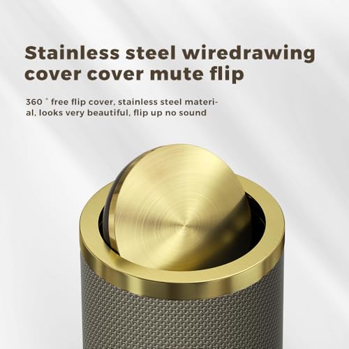 Image of 9L /2.3GAL Bathroom Trash Cans Gold,Brush Brass Trash Can with Lid,Gold Trash Can for Bathroom,Bedroom, Powder Room,Office,Laundry Room (9L-Gery)
