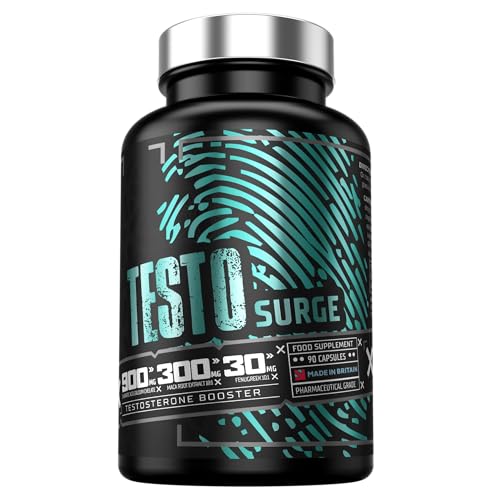 Testosterone Booster TESTO Surge | Testosterone Supplements for Men | Testosterone Boosters Muscle Growth Libido Boost Tablets 90 Vegan Capsules