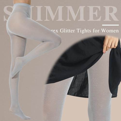MANZI Sparkly Tights for Women, Metallic Shimmer, 50 Denier, Opaque, High Rise (Pack of 2)4