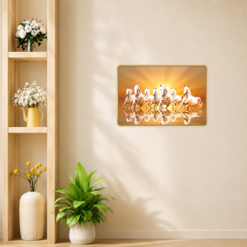 Image of 7 Running Horses Vastu Photo Frame, 8x12 Inch