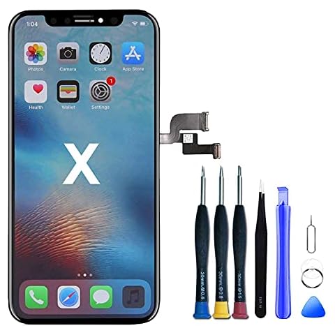 Hoonyer for iPhone X Screen Replacement LCD[Not OLED] Touch Screen Digitizer Assembly with Complete Repair Kit + Screen Protector+Adhesive Strips Cover