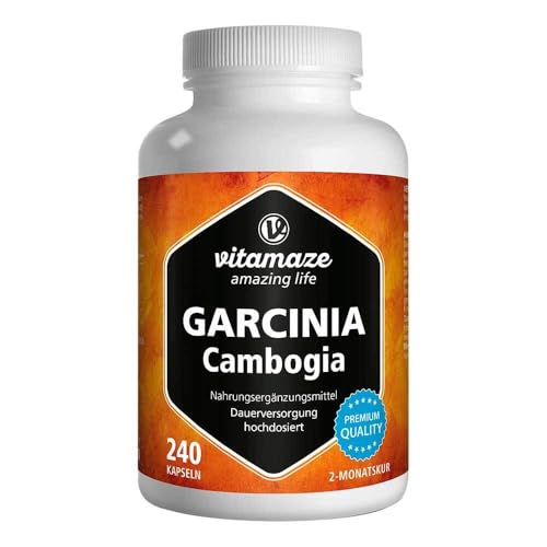 Garcinia Cambogia hochdosiert + Cholin für den Stoffwechsel, Garcinia Extrakt mit 60% HCA aus Malabar-Tamarine, 240 Kapseln für 2 Monate, Nahrungsergänzung ohne Zusätze, Made in Germany