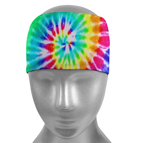 Colorful Tie Dye Moisture Wicking Sports Headband Non Slip Elastic Sweatbands for Men Women Fits Running Yoga Basketball Gym Workout Cycling