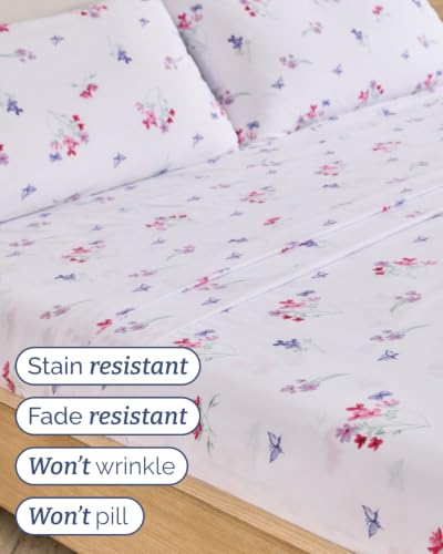 Image of Full 4 Piece Boho Botanical Floral Sheet Set - Breathable & Cooling - Posy