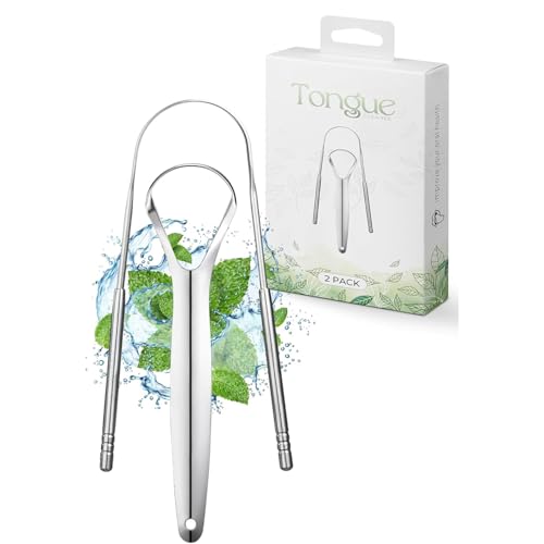 Roe Tenpo Tongue Scraper 1 U & 1 Y-Shaped - Tongue Cleaner Stainless Steel Optimal Oral Hygiene - Fresh Breath & Healthy Mouth Tongue Scrapers for Adults & Kids