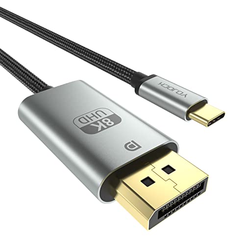 YOJOCK USB Type C to DisplayPort 変換ケーブル 1.4規格 180cm USB タイプC to DP ケーブル 8K@60Hz 4K@144Hz 32.4Gbps Thunderbolt 3対応 MacBook Pro/Air, iMac, iPad Pro 2020, iPad Air4 XPS 15/13, Galaxy S20, S10などType-C搭載 デバイスに適用