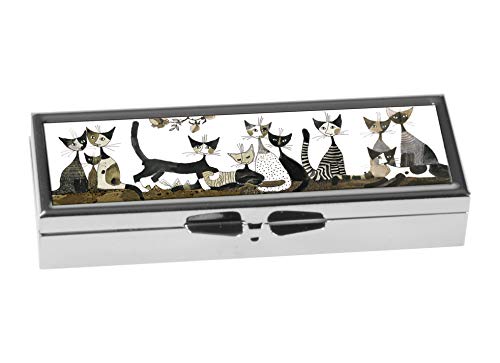 Fridolin Pilulier 7 jours Rosina Wachtmeister, chats, sépia. Dimensions : environ 10,1 x 3,50 x 1,70 cm