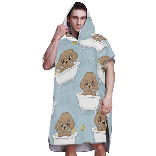 Poncho de surf grande taille bleu pour se changer facilement sans serviette - 8