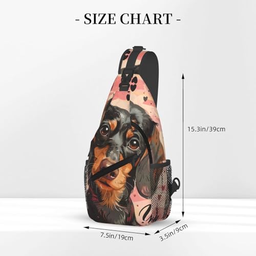 Morrales tipo bandolera ajustable con estampado de perro salchicha miniatura 3