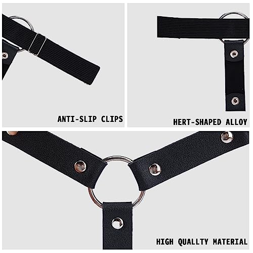 2 Stück Leder Bein Strumpfband Schwarz Verstellbares Strumpfband Doppellagiges Gothic Oberschenkel Strumpfband Anti Rutsch Clip Damen Halloween Rave Karneval Cosplay Party Zubehör