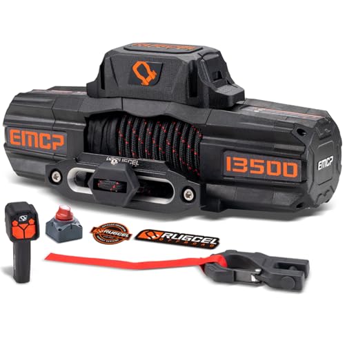 RUGCEL 12000lb Electric Winch with Remote & Synthetic Rope