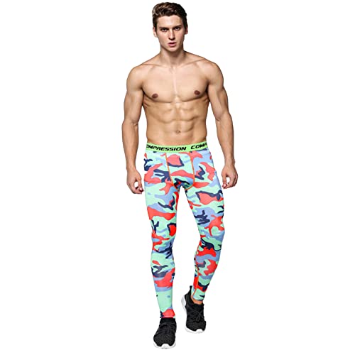 FASLOLSDP Herren Camouflage Sportbekleidung Atmungsaktiv Leggings Bunt Kompressionshose schnelltrocknend und schweißresistent Trainingsanzug Gym Yoga Anzüge