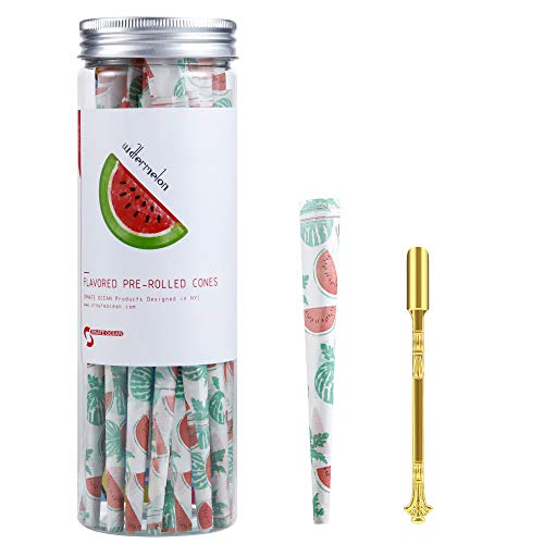 Ornate Ocean Pre Rolled Cones Flavored Cones 50 Pack | Flavored Pre-Rolled Cones King Size Cones with Tips Rolling Papers | Gold Metal Mini Shovel (50 Pack Travel Kit) (Watermelon)