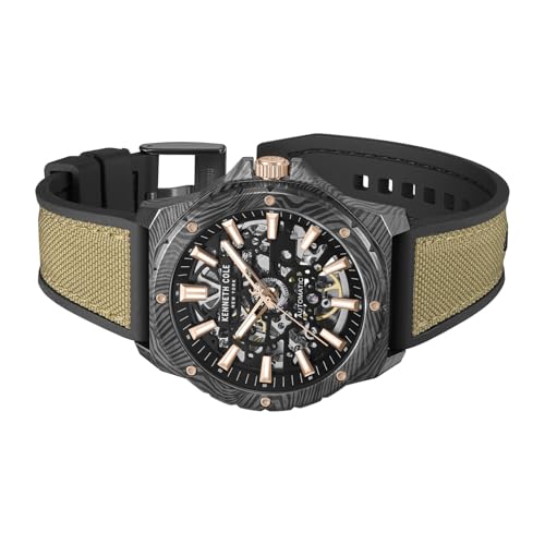 Image of Kenneth Cole Automatic Analog Black Dial Tan Silicon Strap Watch for Men - KCWGZ0076703MNW