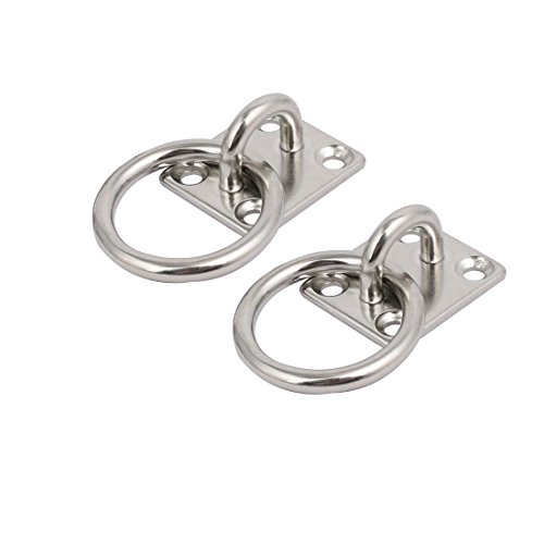 Aexit 2pcs 304 Home hardware Stainless Steel 5mm Thick Rectangle Sail Shade Pad Eye Plate w Ring Model:79as587qo655