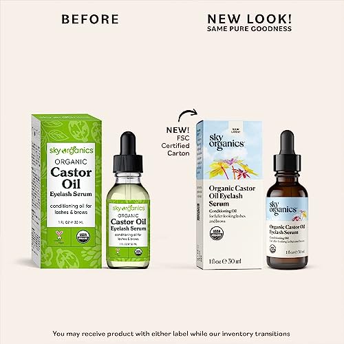 image for Organic Castor Oil Eyelash Serum (30ml) By Sky Organics, Cold-Pressed,