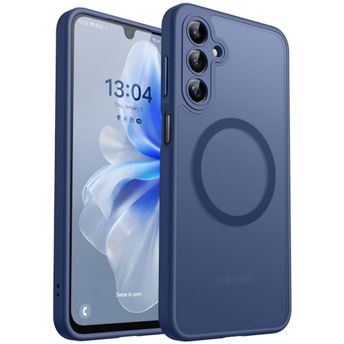 Image of CANSHN Designed for Samsung Galaxy A16-5G Case [Full Camera Protection] [Compatible with Magsafe] Translucent Matte Back Protective Phone Cover, Deep Blue