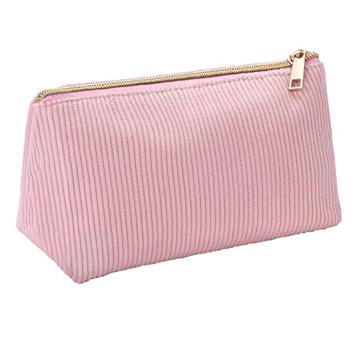 JEFURE Estuche Escolar de Tela de Pana, Estuche Grande, Estojo Escolares, Cartuchera, Estuche Universidad, Oficina(Rosa)