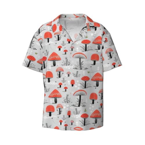 Chemise manches courtes homme imprimé champignons le haut d'été idéal contre la chaleur