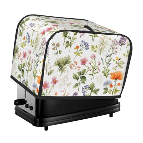 UOYO Modern Floral 2 Slice Toaster Cover with 2 Pockets for Kitchen Small Appliance Dust Cover and Fingerprint Protection