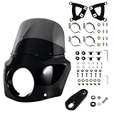 BOSYCY Motorcycle Fairing Windshield Kit, 5.75' Headlight Fairing 11' Smoked Motorbike Windscreen 35-41mm Forks Fit For Harley Iron 883 Sportster 1100 1200