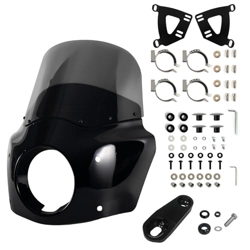 BOSYCY Motorcycle Fairing Windshield Kit 5.75 Headlight Fairing 11 Smoked Motorbike Windscreen 35-41mm Forks Fit For Harley Iron 883 Sportster 1100 1200