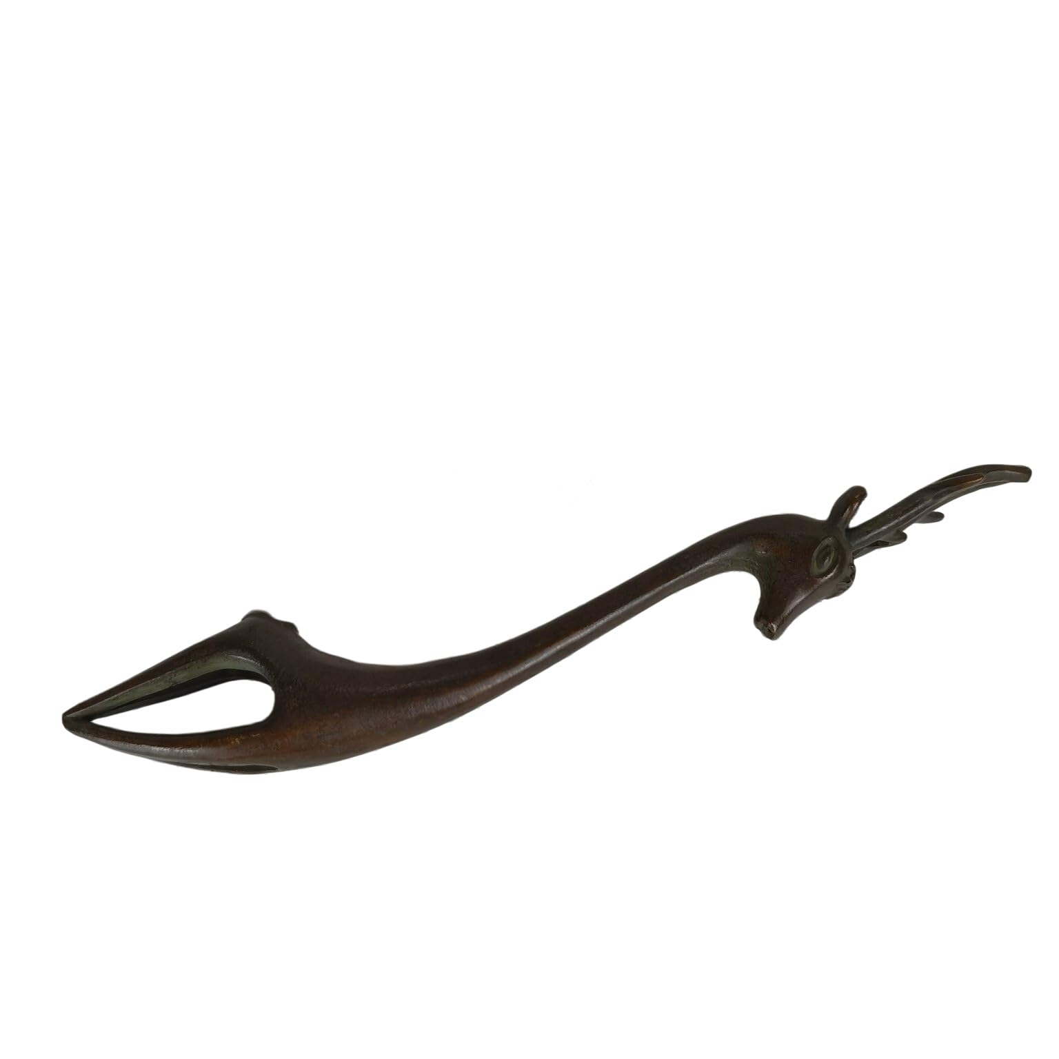 Huolimxun Retro Bronze Deer Head Tea Fork, Deer Antler Shaped Tea Clip, Small Desktop Ornaments